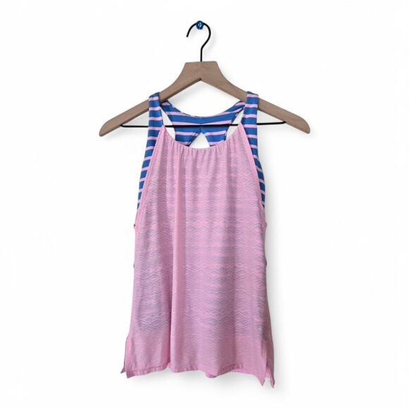 Ivivva by Lululemon Pink and Blue Striped Tank Top Size 12 Layered - Picture 1 of 8